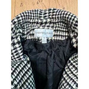 NEW Bloomingdales Women's Vintage 90's Wool Plaid Overcoat Cropped Peacoat